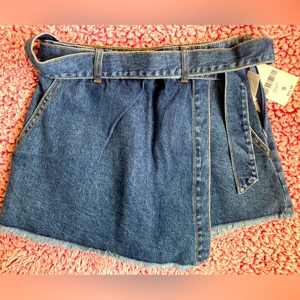 Denim Belted Skort